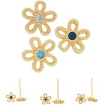 Brinco Trio Flores Kit 3 Pares Semi Joias Banhado Ouro 18k