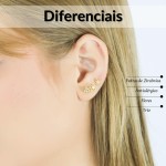 Brinco Trio Flores Kit 3 Pares Semi Joias Banhado Ouro 18k - Imagem 2