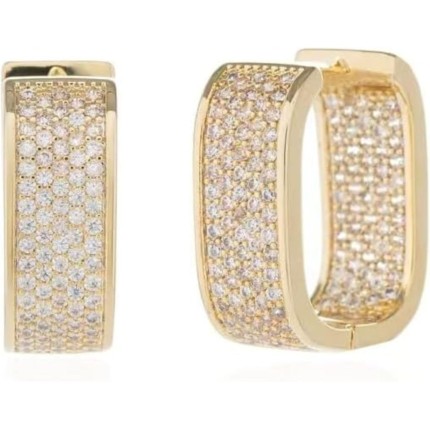 Brincos Clássicos Banhados a Ouro 14K com Zircônia - Hipoalergênicos para Uso Diário e Ocasiões Especiais
