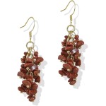 Brincos femininos de pedras preciosas naturais | Brincos de pedras naturais | Brincos de aglomerado de pedras semipreciosas | Brinco de gancho longo com pingente de cristal de cura Reiki |