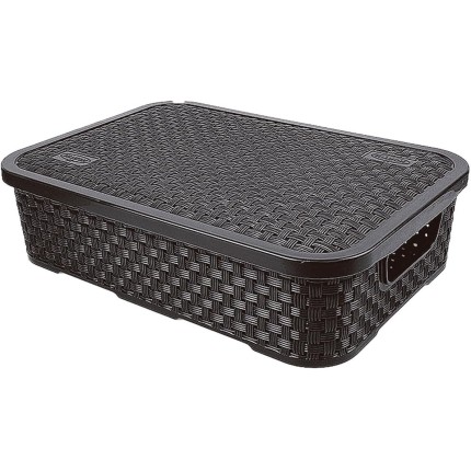 CESTO ECO RATTAN C/TAMPA BAIXO PEQUENO