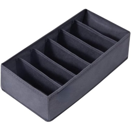 Caixa Cesto Organizador 6 Divisorias Cinza Armazenamento 30x15x10 Dobrável -Ideal Para Roupas Intimas, Gravatas, Meias, Roupas Bebes, Camisetas, Objetos Pequenos, Acessórios (1)