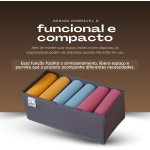 Caixa Cesto Organizador 6 Divisorias Cinza Armazenamento 30x15x10 Dobrável -Ideal Para Roupas Intimas, Gravatas, Meias, Roupas Bebes, Camisetas, Objetos Pequenos, Acessórios (1) - Imagem 2