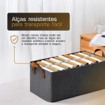 Caixa Organizadora Cinza Reforçada Com Inox E MDF -26 L- Cesto Multiuso 47x28x20 Dobrável Empilhável Resistente Lavável Compacta Anti Poeira Anti Mofo - Ideal Para Roupas, Tênis, Acessórios (1) - Imagem 2