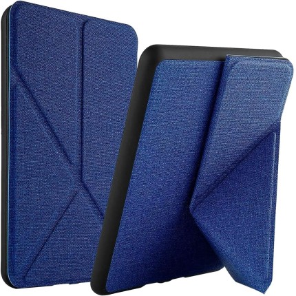 Capa Kindle Paperwhite 11ª Geração 2021 - WB Ultra leve Silicone Flexível e Sensor Magnético - Origami Tecido Azul (Não Compatível com Kindle 11ª Geração ou Kindle Paperwhite 10ª Geração)