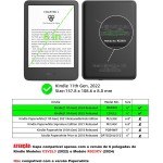Capa TPU + Pelicula para Novo Kindle de 6 Polegadas (2024) Modelo RS23CV Traseira transparente com Função Hibernação (Verde claro)
