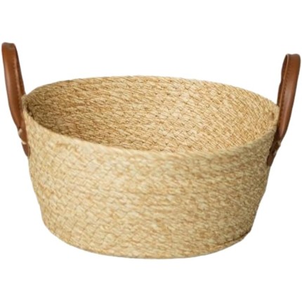 " Cesta Organizadora em Fibra Natural Para Uso Decorativo Decoração, Em Palha Trançada 24x11 cm Estilo Rústico e Artesanal Cesto Organizador Mocca em Palha Trançada Multiuso "