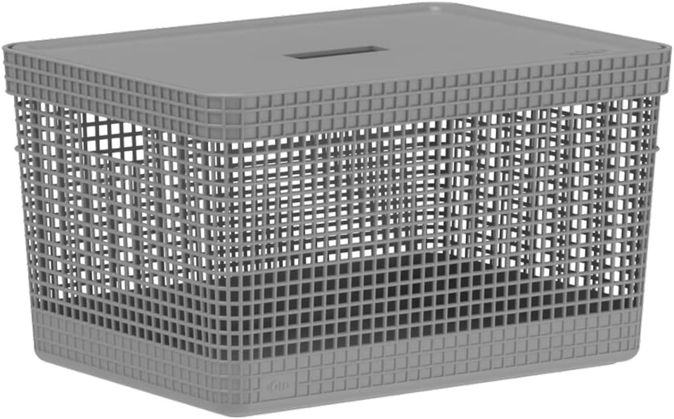 Cesto-Caixa-Organizadora-Grid-20Lts-com-Tampa-Ou-Martiplast-CorCinza.jpg Cesto Caixa Organizadora Grid 20Lts com Tampa Ou Martiplast Cor:Cinza