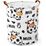 Cesto Organizador Dobrável 40L com Alças para Roupas Suja, Brinquedos, Sapatos, Quarto, Banheiro e Lavanderia (Vaca)