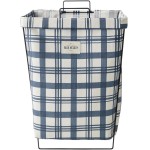 Cesto Organizador Dobrável, Suporte para Roupa Suja, Floral Azul e Branco, 60cm, Multiuso com Alças de Metal (Faixas)