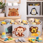Cesto Organizador Infantil, Design de Animais, Feltro Cinza, para Quarto de Bebê (Capivara) - Imagem 2