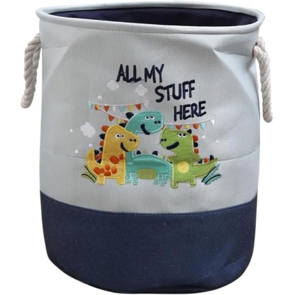 Cesto Organizador Infantil Dobrável para Brinquedos e Roupas 40x35cm (Dino)