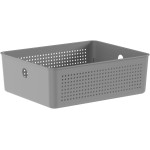 Cesto Organizador OU Flow - Multiuso para Cozinha, Banheiro e Lavanderia - Praticidade, Organização Inteligente e Design Moderno (Cinza, Cesto 34 x 27 x 09cm)
