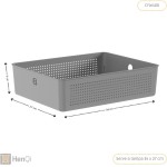 Cesto Organizador OU Flow - Multiuso para Cozinha, Banheiro e Lavanderia - Praticidade, Organização Inteligente e Design Moderno (Cinza, Cesto 34 x 27 x 09cm) - Imagem 2