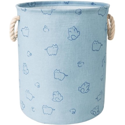 Cesto Organizador Roupa Suja Dobrável Multiuso 25L Gatos - Azul