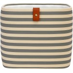 Cesto Organizador Roupa Suja Dobrável Multiuso 30L Listrado - Cinza