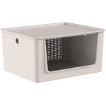 Cesto Organizador com Tampa e Abertura Frontal Flow Ou 16 Litros 34,5 x 27,5 x 17,7 cm Cor:Bege