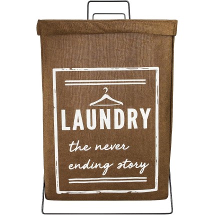 Cesto Suporte Organizador Roupa Suja Dobrável Multiuso 60cm - Marrom