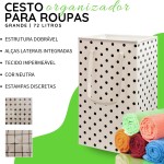 Cesto de Roupa Grande Dobrável 72L Impermeável com Alça Organizador Lavanderia (Estampa Cruzes) - Imagem 2