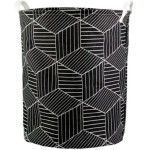Cesto de Roupa Suja Dobrável 40L Organizador Multiuso Lavanderia Banheiro Quarto Cesto de Roupa Impermeável com Alça Cesto Organizador - LAUZANE (Preto Losango)