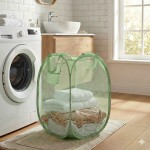Cesto de Roupa Suja Dobrável Telado Multiuso Organizador Pop Up com Malha Respirável Anti-Odor para Lavanderia Quarto e Brinquedos Economia de Espaço (29X50CM) (PRETO) - Imagem 2