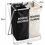 Cesto de Roupa Suja Duplo Dobrável Organizador com Divisória Roupas Claras e Escuras – Estrutura Reforçada de Alumínio e Tecido Oxford Impermeável Premium
