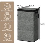 Cesto de Roupa Suja com Tampa e Alça, Cesto Organizador Dobrável com Bolsa de Rede Removível, Tecido Respirável, Cinza - Imagem 2