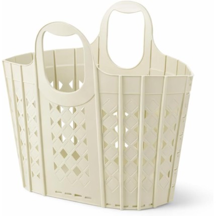 Cesto de Roupas Flexível 44L, Organizador Multiuso para Lavanderia e Banheiro, Plástico TPE com Alças Anatômicas (Creme)