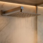 Chuveiro De Banho Premium Quadrado 20x20cm Inox, Com Braço De Parede, Alta Vazão, Para Piscina, Jardim, Área Externa, Marca VARENZIA
