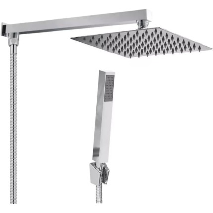 Chuveiro Ducha Com Desviador Cromado Quadrado 20x20 A Gás Solar Chuveirinho Chrome