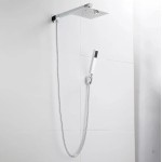 Chuveiro Ducha Com Desviador Cromado Quadrado 20x20 A Gás Solar Chuveirinho Chrome - Imagem 2