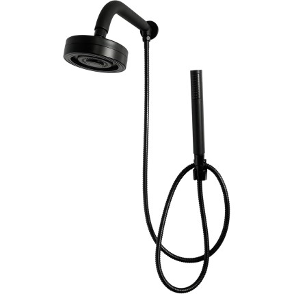 Chuveiro Ducha Redondo Preto Fosco com Chuveirinho e Desviador Articulável Auto Limpante para Aquecedor a Gás ou Solar