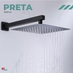 Chuveiro Ducha Slim 20x20 Quadrada Inox + Cano Banheiro Parede (preto) - Imagem 2