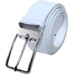 Cinto Branco Masculino em Couro Ecológico, Fivela Clássica Cromada, Branco, Cinto ideal para médico, enfermeiro 1,20m - TONSHOP