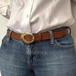 Cinto Feminino de Couro Legítimo Premium Marrom Caramelo Médio ZERASTOCK Prime Infinite - Imagem 2