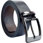 Cinto Masculino Casual Couro Bovino Tradicional Fivela Removível Luxo Elegante Dupla Face Preto e Marrom 4 cm