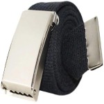 Cinto Masculino Preto de Lona Tecido Gorgurão Com Fivela Metálica - TONSHOP