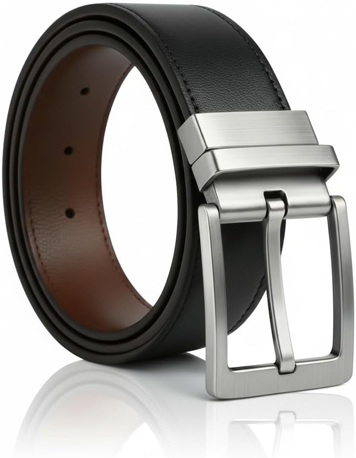 Cinto-Social-Masculino-Dupla-Face-Preto-e-Cafe-em-Couro.jpg Cinto Social Masculino Dupla Face Preto e Café em Couro Sintético | Ajustável, Elegante, Fivela Reversível | Cinto Masculino Social e Casual