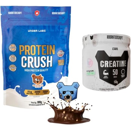 Combo Under Labz - Whey Protein Crush Refil 900g - Sabor Cookies + Creatina 150g