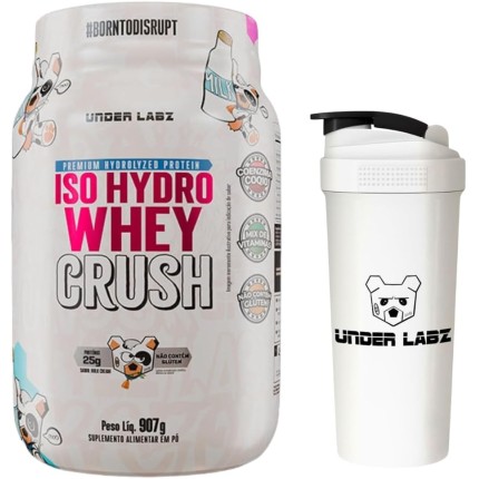 Combo Under Labz - Whey Protein Iso Hydro 900g - Proteína Isolada e Hidrolisada - Sabor Milk Cream (Leite) + Coqueteleira Oficial