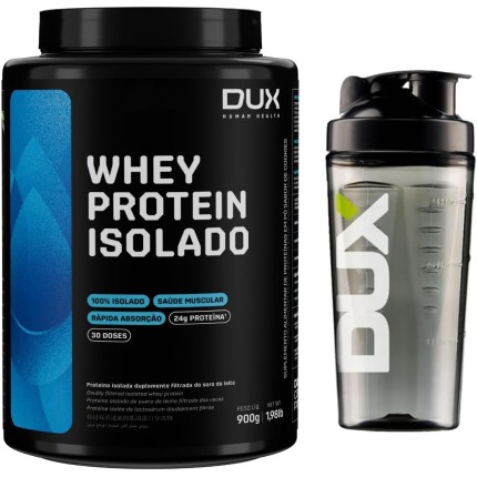 Combo Whey Protein Isolado Dux Nutrition 900g + Coqueteleira - Sabor Chocolate Branco