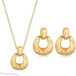 Conjunto Feminino de Brincos e Colar Banhados – Joias Minimalistas Elegantes para Todas as Ocasiões