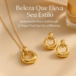 Conjunto Feminino de Brincos e Colar Banhados – Joias Minimalistas Elegantes para Todas as Ocasiões - Imagem 2