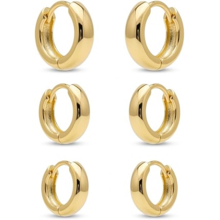 Conjunto com 3 Pares De Brincos Argolas Banhadasa Ouro18k - Para 3 Furos