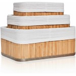Conjunto de 3 Cestos Organizadores em Bambu com Forro, Cestos Multiuso para Armazenamento, Organizadores Decorativos para Casa e Banheiro - Imagem 2