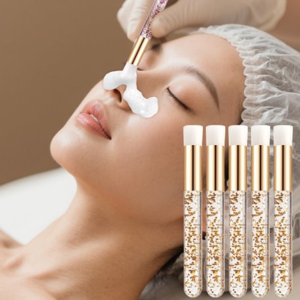 Conjunto de 5 peças de escova de cílios para limpeza do nariz, remoção de cravos, lavagem de cílios e ferramenta de maquiagem (dourado)