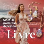 Conjunto de Joias Feminino ¨RainDrop¨ em Cristais Naturais e Cobre – Elegância, Versatilidade e Sofisticação – Acompanha Bolsa de Veludo - Imagem 2