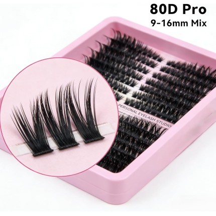 Conjunto de cílios individuais 80D, extensões grossas de cílios D Curl Lashs, 9-16 mm, contém escova de cílios e pinça