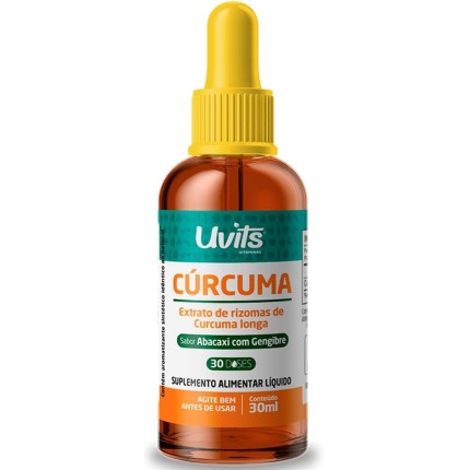 Cúrcuma Longa Liquida 30ml Sabor Abacaxi com Gengibre - Uvits