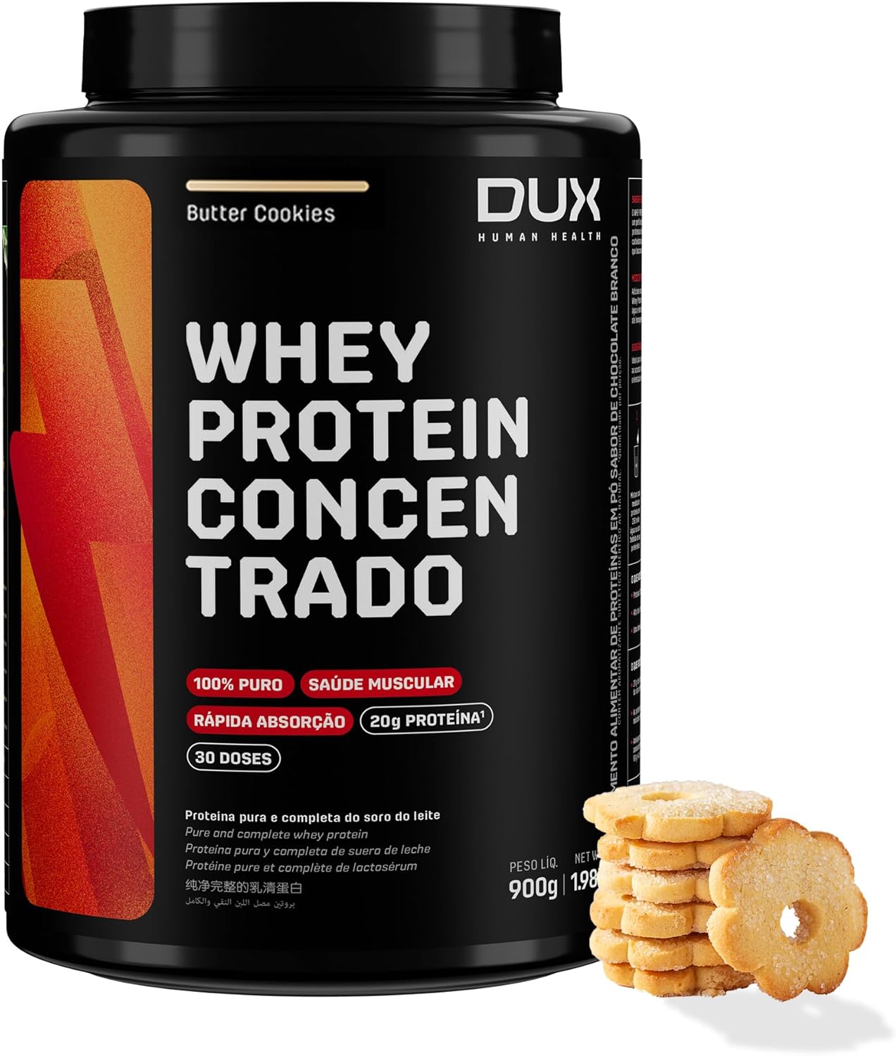 DUX-HUMAN-HEALTH-Whey-Protein-Concentrado-900g-Butter-Cookies-–.jpg DUX HUMAN HEALTH Whey Protein Concentrado 900g Butter Cookies – Versátil para Receitas e Shakes